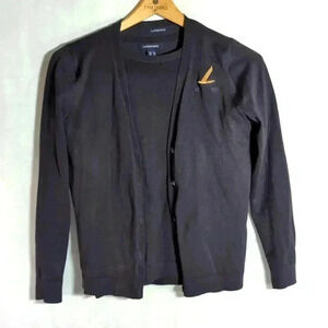 Lands End Gold Flying Bird Cardigan Sweater and Shell set sz XS Uniform Style